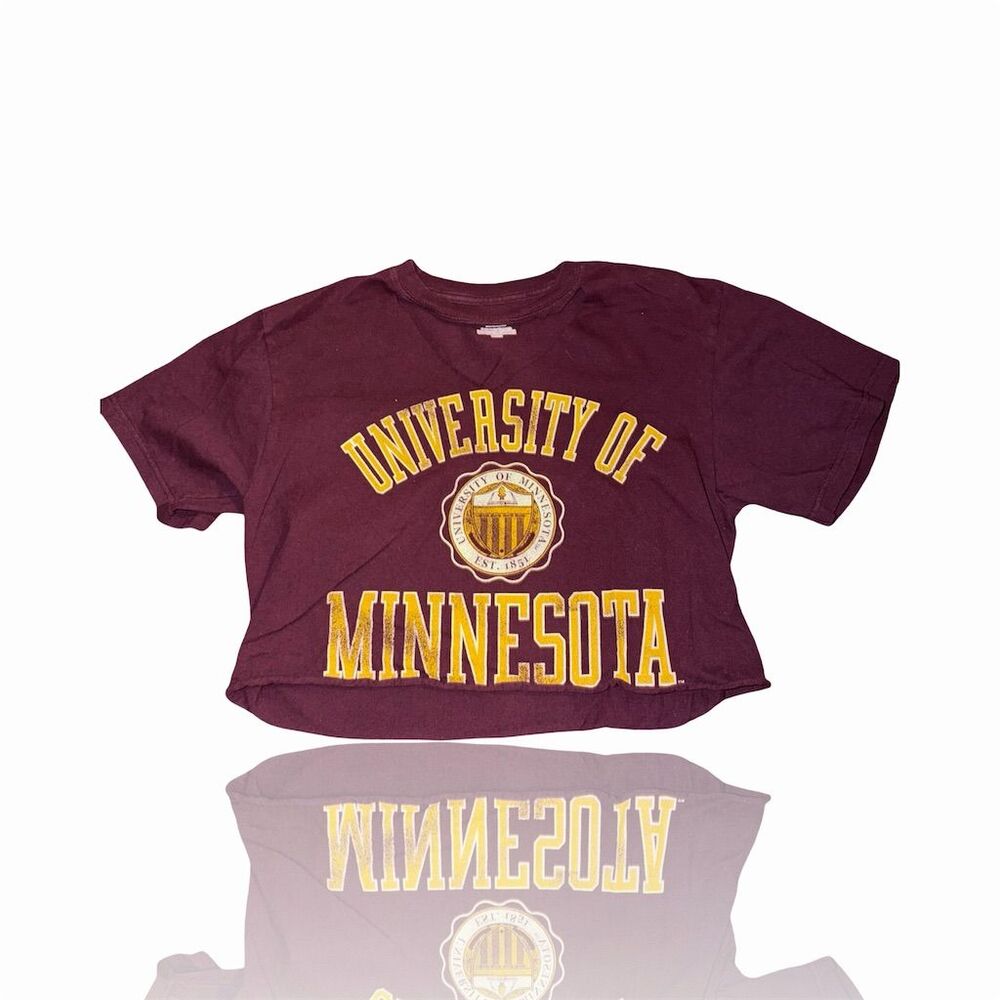 Vintage Jansport University of Minnesota Maroon Cropped Repurposed Tee MED